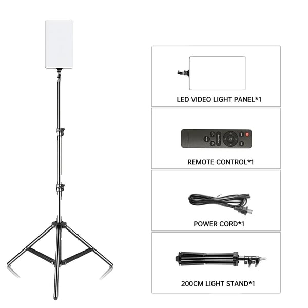 LED-videovalopaneeli, säädettävä kirkkaus, kaksivärilämpötila, 200 cm jalustalla LED-videovalopaneeli, säädettävä kirkkaus, kaksivärilämpötila, 200 cm jalustalla