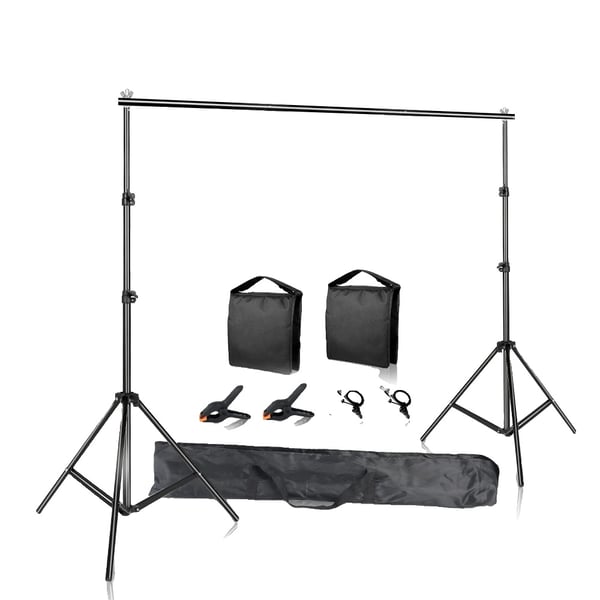 Taustateline, säädettävä poikkipalkki, valotripod-teline,2X2M, Lisää 2 kpl hiekka-arkkua