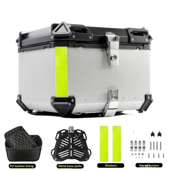 Motorcykel toppbox, vattentät design, universell kompatibilitet, silver-45L