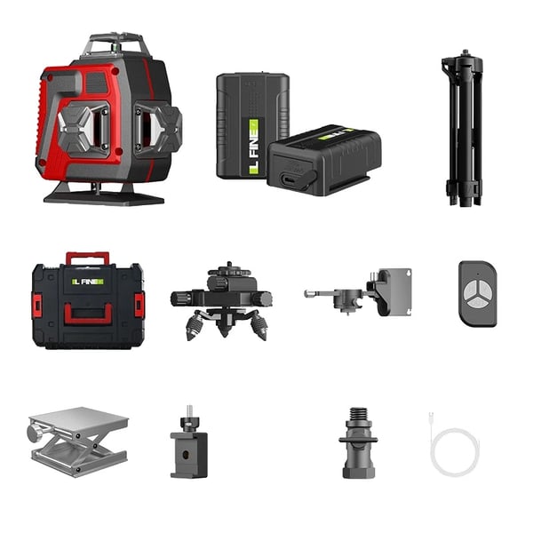 16 Linjer Lasernivå, Treaxlad Rotationsbas, Fjärrkontroll, Helt Aluminium Lyftplattform, Plastlåda med fäste 16 Linjer Lasernivå, Treaxlad Rotationsbas, Fjärrkontroll, Helt Aluminium Lyftplattform, Plastlåda med fäste