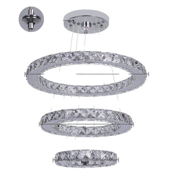 Modern kristallkrona, justerbar höjd, energieffektiv LED,234 ringar, Varmt ljus ingen fjärrkontroll Modern kristallkrona, justerbar höjd, energieffektiv LED,234 ringar, Varmt ljus ingen fjärrkontroll