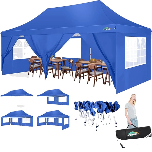 Paviljong, Vattentåligt Tyg, Lätt Att Sätta Upp,3x6m, Blå Paviljong, Vattentåligt Tyg, Lätt Att Sätta Upp,3x6m, Blå