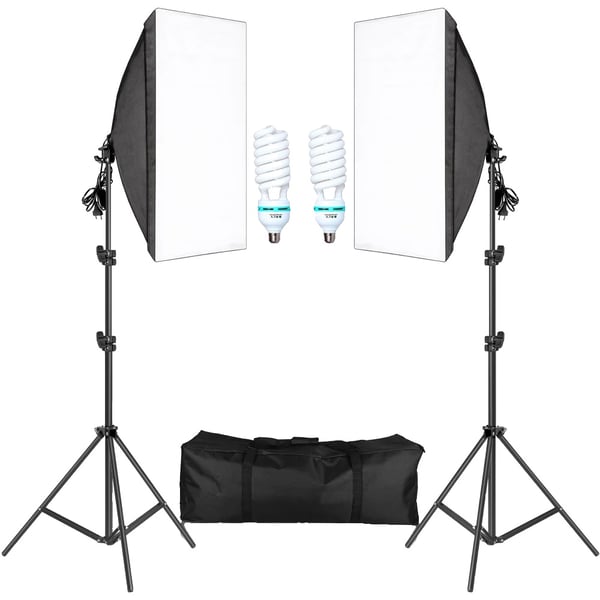 Fotografi Softbox Belysningskit, 50x70CM Størrelse, 2M Lystativ,135W pærer