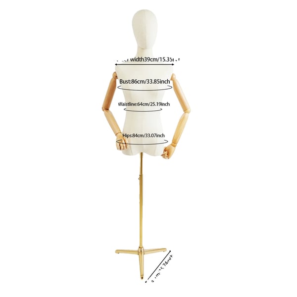 Mannequin, Justerbar Højde, Holdbare Materialer,Gylden Mannequin, Justerbar Højde, Holdbare Materialer,Gylden