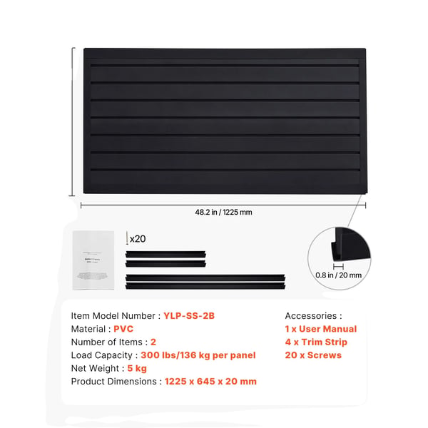Laminaattiseinäpaneelit, kestävä PVC, säädettävä säilytysratkaisu,8 x 4ft 32sq.ft, Musta Laminaattiseinäpaneelit, kestävä PVC, säädettävä säilytysratkaisu,8 x 4ft 32sq.ft, Musta