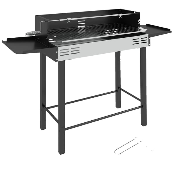 Bärbar Kolgrill, Svängbar Spettfunktion, Robust Design, Svart