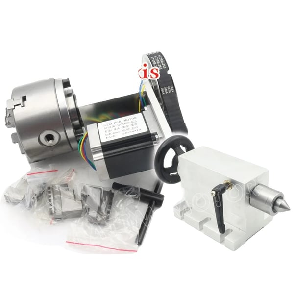 Fjerde Akse, Nema23 Steppermotor, Præcisions Gear System,4jaw K12-100mm