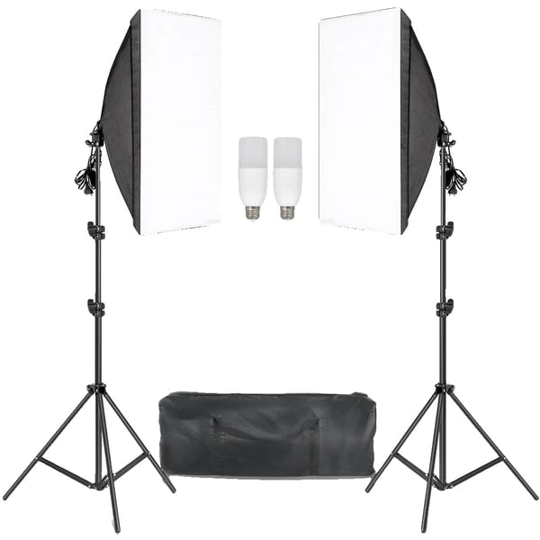 Softbox-ljussats, justerbart ljusstativ, bärbar väska, Nya 30W-lampor