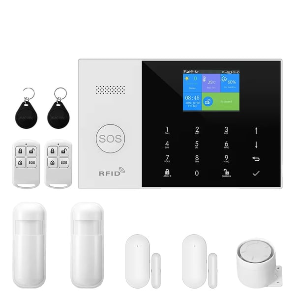 Hjemmesikkerhedssystem, trådløs forbindelse, smart home integration, dør/vindue sensorer,EU stik, 4G WiFi Kit B