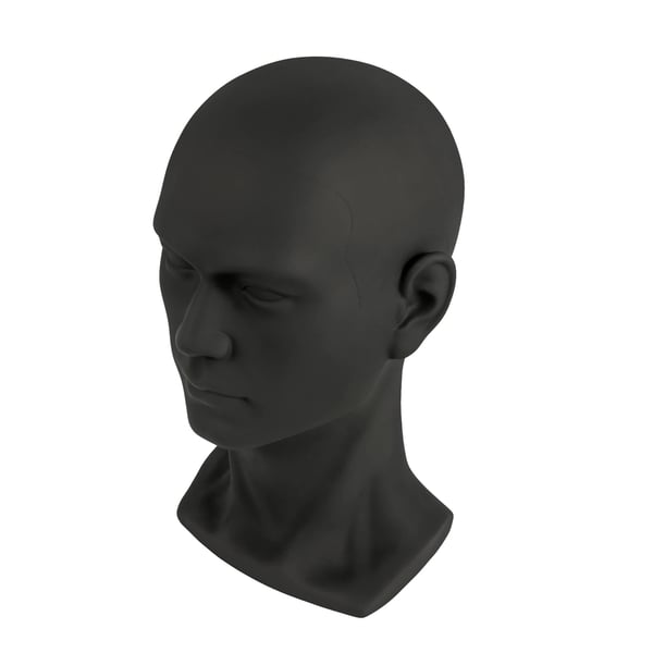 Mannequin Hoved, Holdbar PVC, Letvægtsdesign,Matte sort Mannequin Hoved, Holdbar PVC, Letvægtsdesign,Matte sort