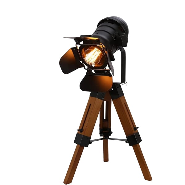 Tripod Gulvlampe, Justerbar Højde, 360° Rotation,sort