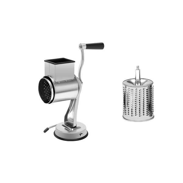 Matgrater, 5 utbytbara blad, sugkoppsbas,Silver Matgrater, 5 utbytbara blad, sugkoppsbas,Silver