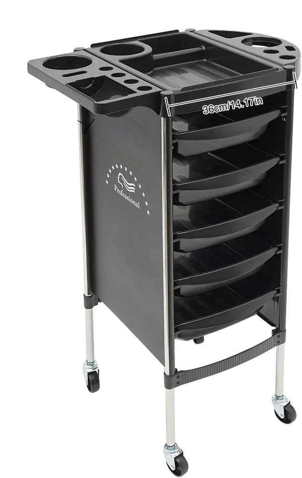 Salongsvagn, 6-nivådesign, 5 lådor,svart