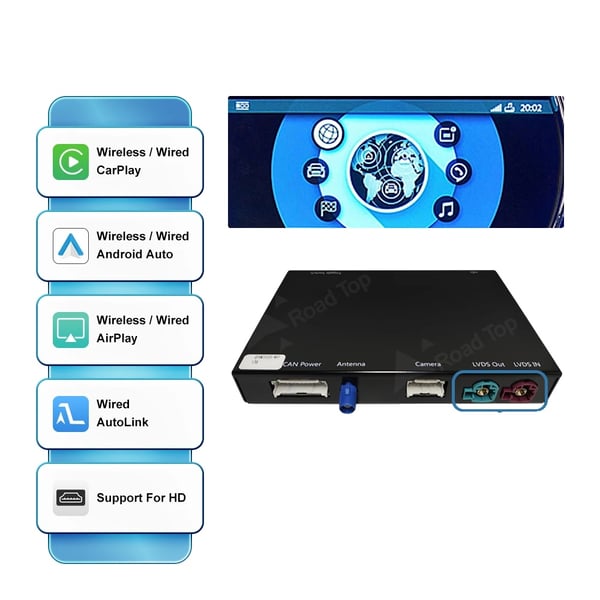 Trådlös CarPlay och Android Auto-modul, Touchskärmsupport, flerspråkig kompatibilitet,EVO-systemet Trådlös CarPlay och Android Auto-modul, Touchskärmsupport, flerspråkig kompatibilitet,EVO-systemet