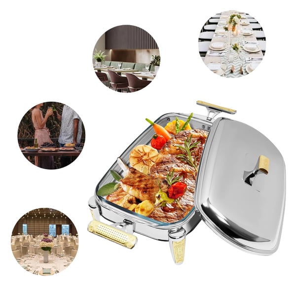Chafing Dish, 304 Rustfrit Stål, Lysdrevet,Sølv