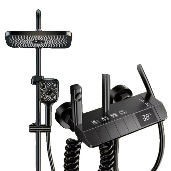 Duschkranset, LED Digital Display, Trehandtagskontroll, Svart med Digisplay