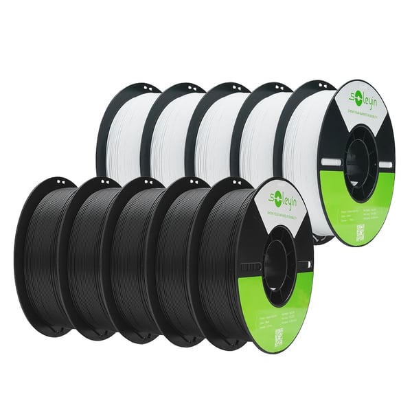 3D-printer filament, 1,75 mm diameter, miljøvenligt materiale,5Sort   5Hvid