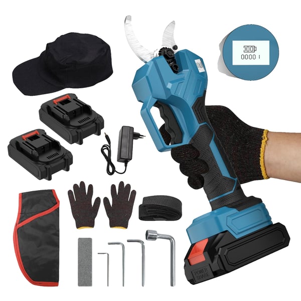 Beskärningssaxar, borstlös motor, sladdlös drift,2 Batteri Set