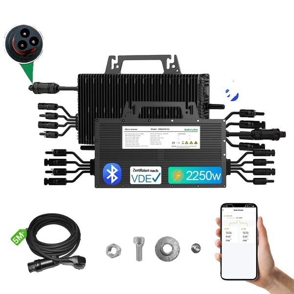 Mikroinvertteri, WiFi-yhteys, tehokas energian muuntaminen,16-60V, 230V, NBQ 2250W