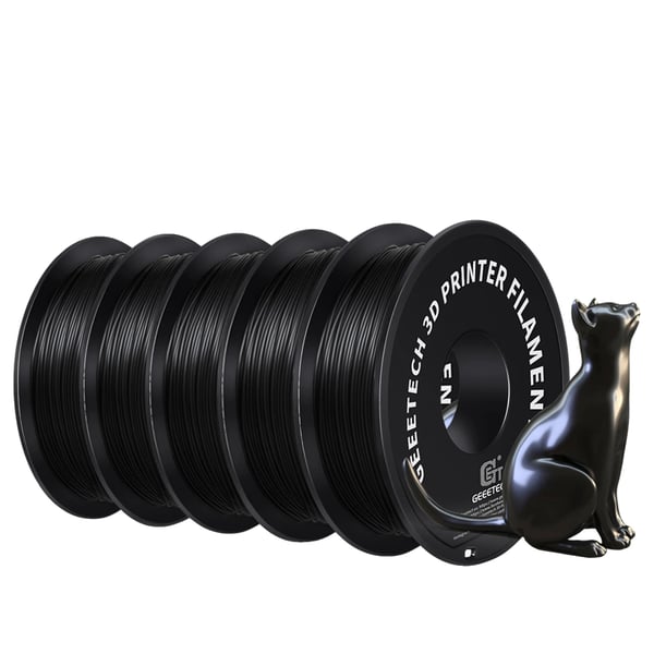 3D-printer filament, PLA-materiale, silkeagtig finish, sort