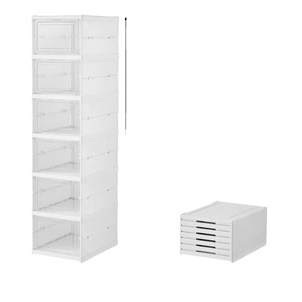 Skoorganisator, Stapelbar Opbevaring, Holdbart Design,6 kasser Skoorganisator, Stapelbar Opbevaring, Holdbart Design,6 kasser