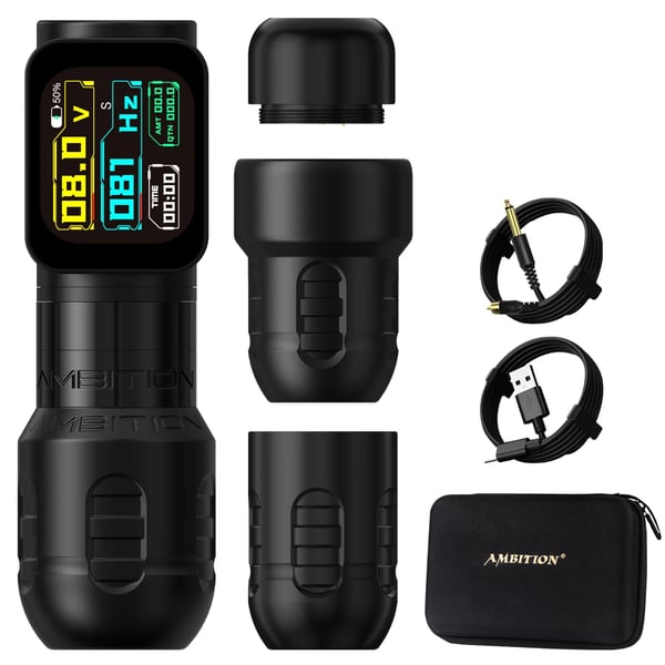 Tatueringsmaskin, borstlös motor, justerbar spänning, Svart 1 batteri Tatueringsmaskin, borstlös motor, justerbar spänning, Svart 1 batteri