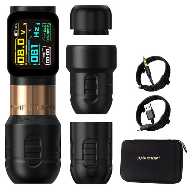 Tatueringsmaskin, borstlös motor, justerbar spänning,Guld 1 batteri Tatueringsmaskin, borstlös motor, justerbar spänning,Guld 1 batteri
