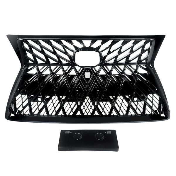 Front Bumper Øverste Grill, Holdbar ABS Konstruktion, Nem Installation,Glans Sort