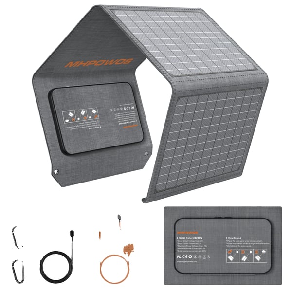 Solpanel, Foldbart Design, Høj Effektudgang,40W solpanel