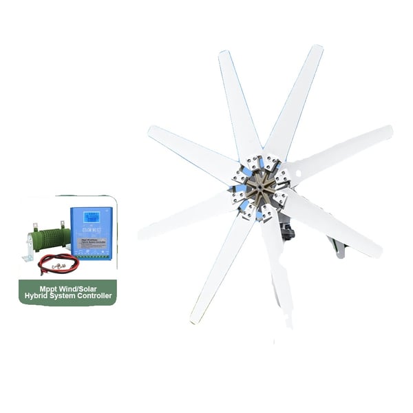 Vindmølle, Effektiv Energiudnyttelse, Holdbar Konstruktion,12V, LCD Hybrid Kontrol, 3000W