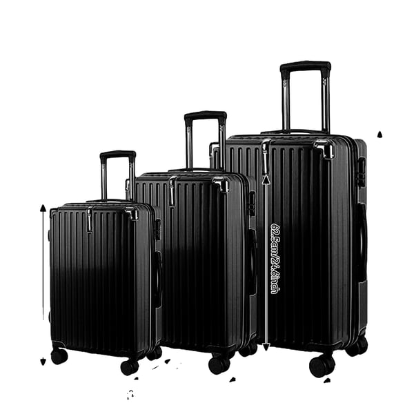 Bagagesæt, Holdbart ABS-materiale, TSA-godkendt lås,Stil C-Sort-M/L/XL sæt