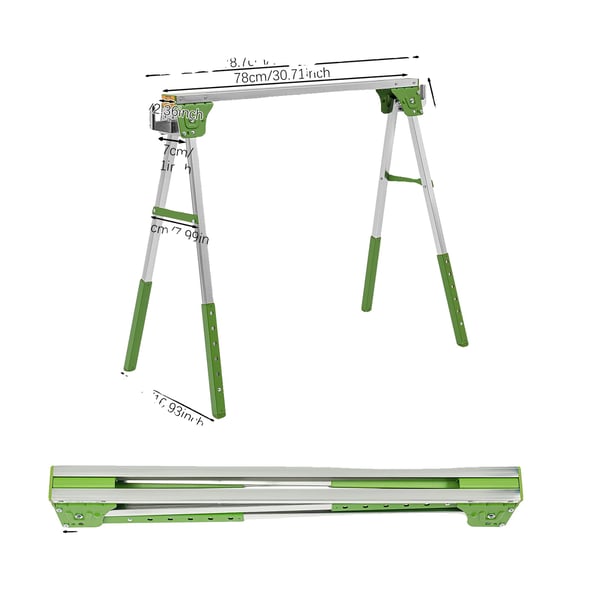 Møllearbejde Trestles, Heavy-Duty Konstruktion, Justerbar Højde, grøn