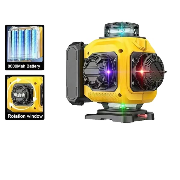 Laser Nivå, 360° Rotation, Flera Linjefärger,Med 1X Batteri(Stativ)