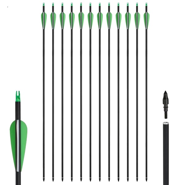 Bågskyttepilar, Blandad kolfiberkonstruktion, Lämpliga för compound-/recurvebågar,36st Grön Bågskyttepilar, Blandad kolfiberkonstruktion, Lämpliga för compound-/recurvebågar,36st Grön