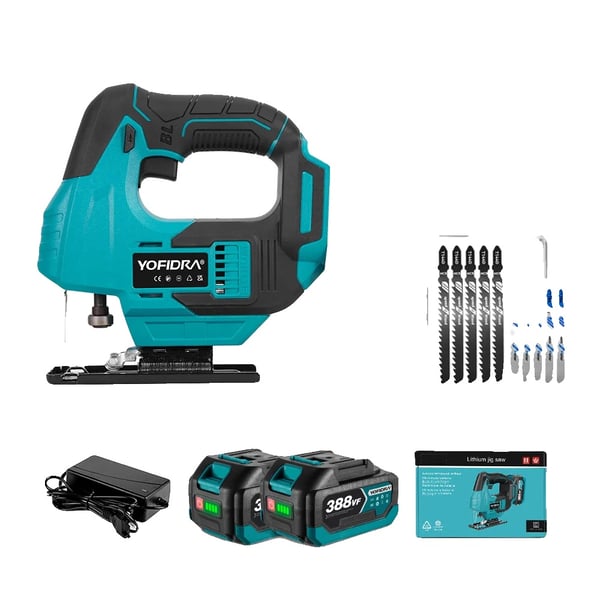 Sticksåg, Borstlös Motor, Infraröd Laserguide, 2 Batteri