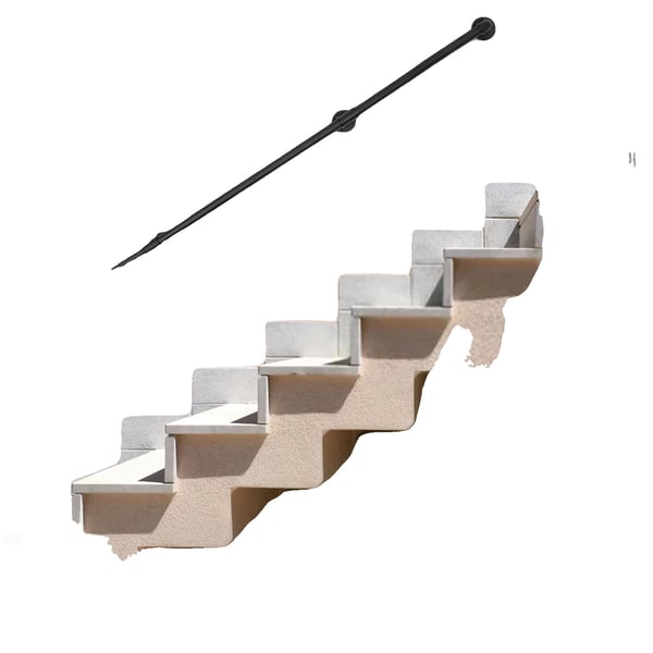 Räcken för Trappor, Galvaniserat Järn, Väggmonterad Design,svart