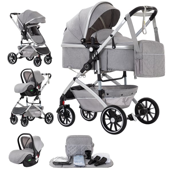 Baby Køretøj, 3-i-1 Alsidighed, Sammenklappeligt Design,808C-LYS GRÅ