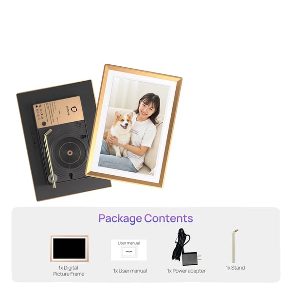 Digital Fotoramme, 32GB Lagerplads, Touchskærmsfunktionalitet,D10 Guld