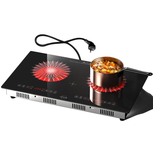 Glaskeramisk Kogeplade, Dobbelt Varmezoner, Touchpad Kontrol,sort