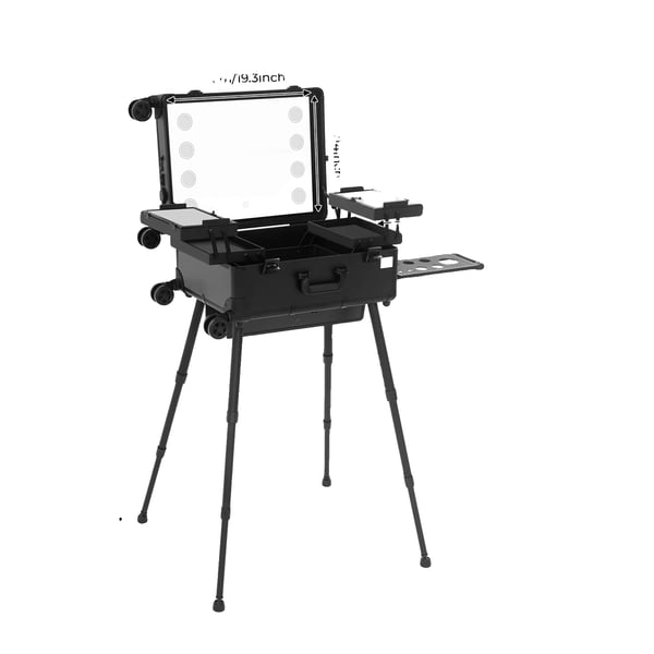 Professionel Rullende Kosmetikvogn, Integreret LED-belysning, Professionelt Rullende Design,sort