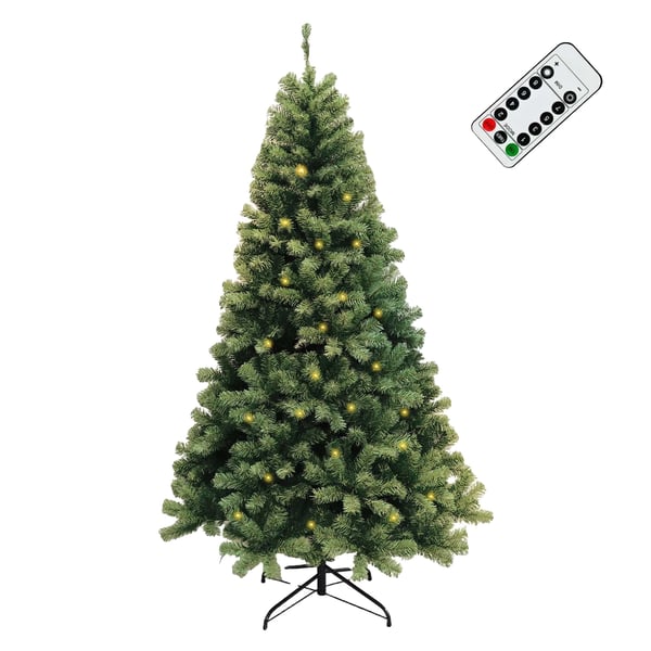 Joulukuusi, esivalmistettu 250 LED-valolla, 7 jalkaa luonnollisen näköinen,Vihreä, 180cm