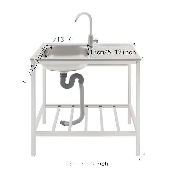Køkkenvask, Drejelig Vandhane, Bundhylde Opbevaring,Sølv