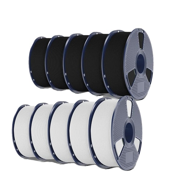 3D-printer filament, miljøvenlig PLA, 10 kg forsyning,Sort Hvid