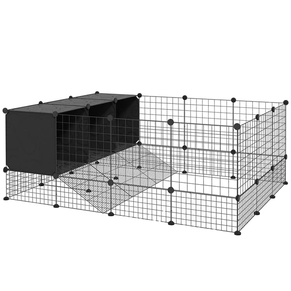 Kæledyrsgitter, Justerbart Design, Holdbar Metal Konstruktion,sort, 140X105X52 cm
