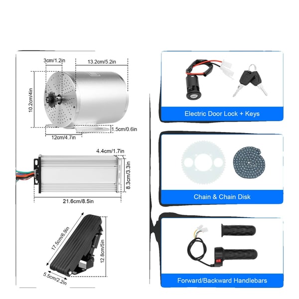 Elektrisk børsteløs motor kit, 3KW effekt, alsidig kompatibilitet,Sølv
