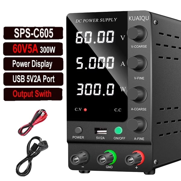 DC-virransyöttö, säädettävä lähtö, 4-numeroinen LED-näyttö,SPS-C605 60V5A