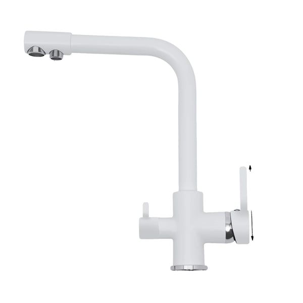 Køkkenvask, 360° Drejbar, Dobbelt Håndtag Kontrol,HVID