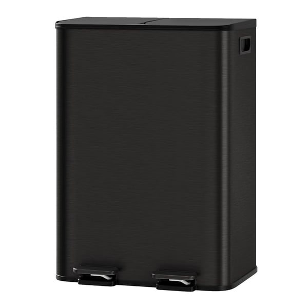 Dobbelt Affaldsspand, Rustfrit Stål, Pladsbesparende Design,2x40L-b, Matte Black-a Dobbelt Affaldsspand, Rustfrit Stål, Pladsbesparende Design,2x40L-b, Matte Black-a