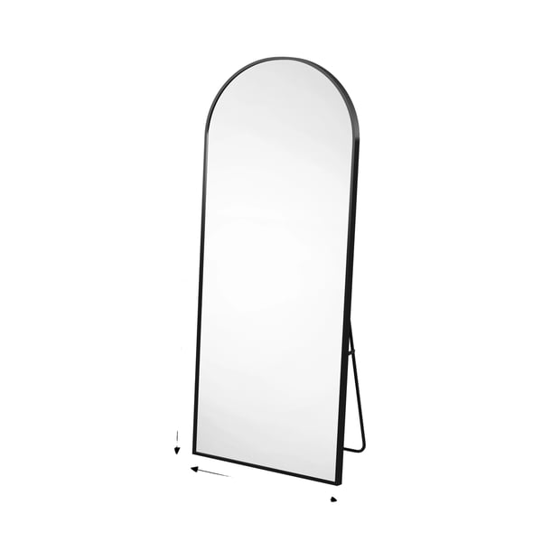 Heltäckande Spegel, Bågformad Design, Hållbar Aluminiumram,Svart 177×77cm Heltäckande Spegel, Bågformad Design, Hållbar Aluminiumram,Svart 177×77cm
