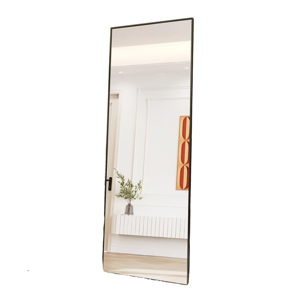Helkroppsspegel, härdat glas, aluminiumlegeringsram, Svart-173x63cm